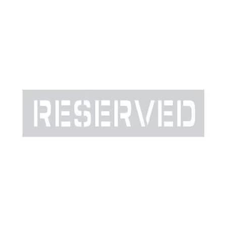 Accuform Safety Stencil, RESERVED CharacterLegend, 4 in Character Height, 2478 in Character Width, 8 in Ov FMS244